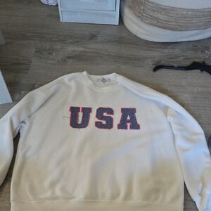 Madden Girl Cream USA Crewneck Sweater